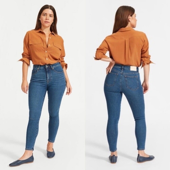 Everlane Denim - Everlane Skinny Jean Womens The High Rise Denim Medium Mid Blue Wash